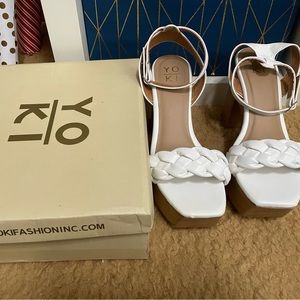 White braided wedges